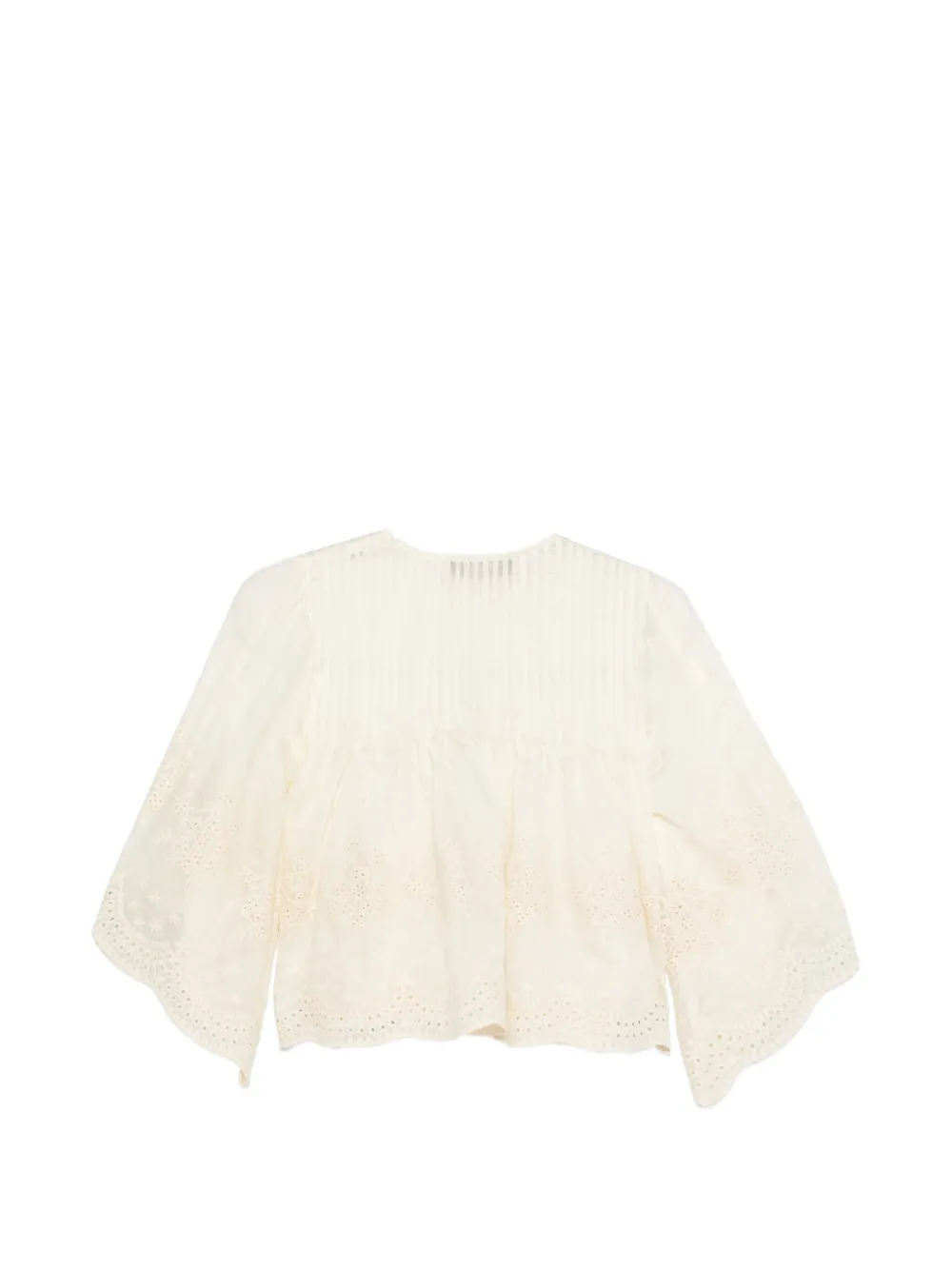  Pnk Pleated Embroidered Blouse - Neutrals 