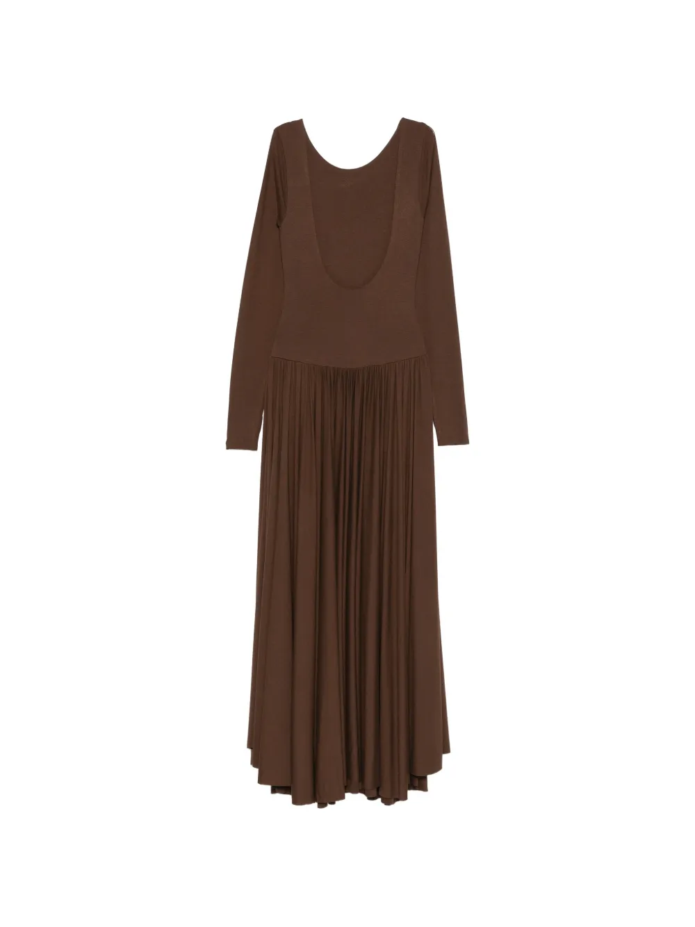  Pnk Long-sleeve Pleated Maxi Dress - Brown 