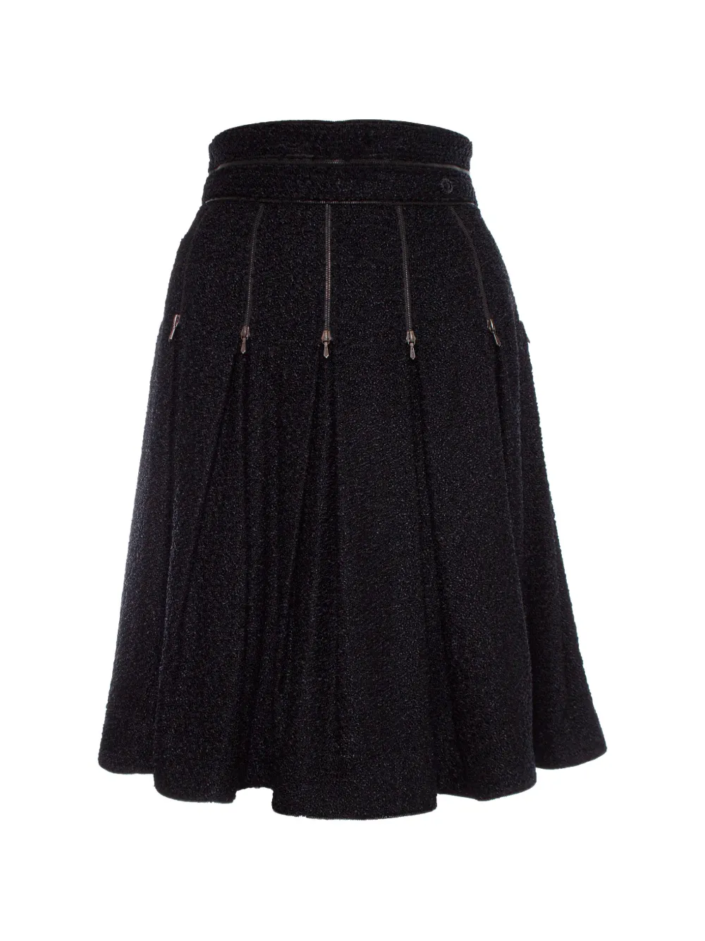 CHANEL Pre-Owned boucle zipper-detail midi skirt - Nero