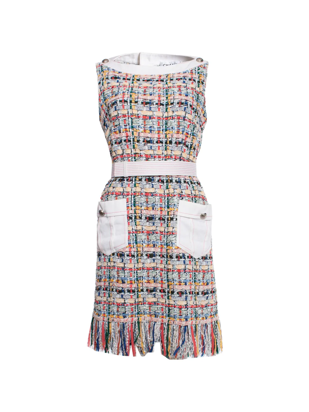 CHANEL Pre-Owned tweed belted mini dress - Toni neutri