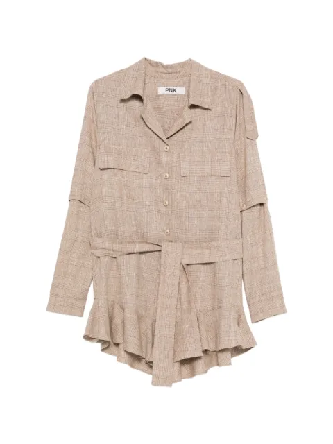 PNK plaid-pattern belted dress