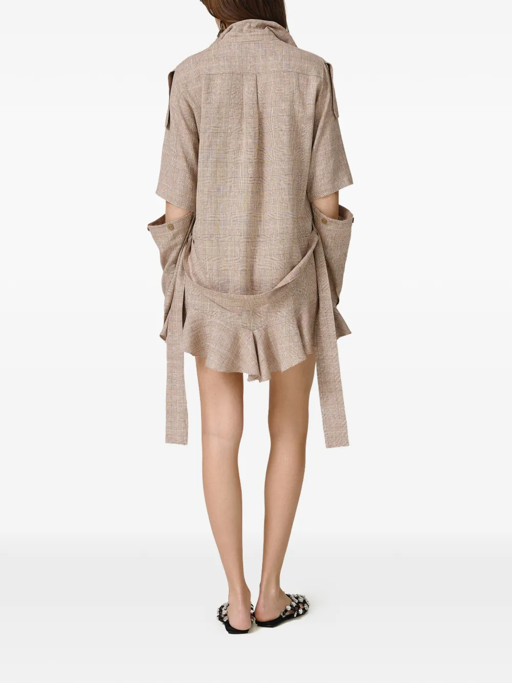  Pnk Plaid-pattern Mini Dress - Neutrals 