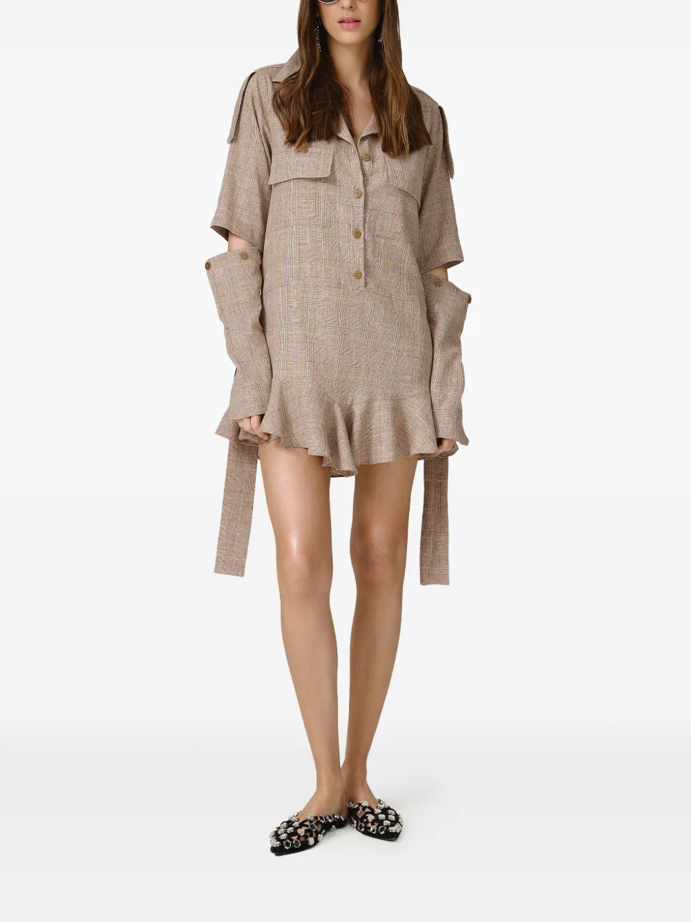 PNK plaid-pattern belted dress - Toni neutri