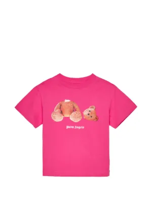 Palm Angels Kids テディベアモチーフラウンドネック Tシャツ | ピンク 