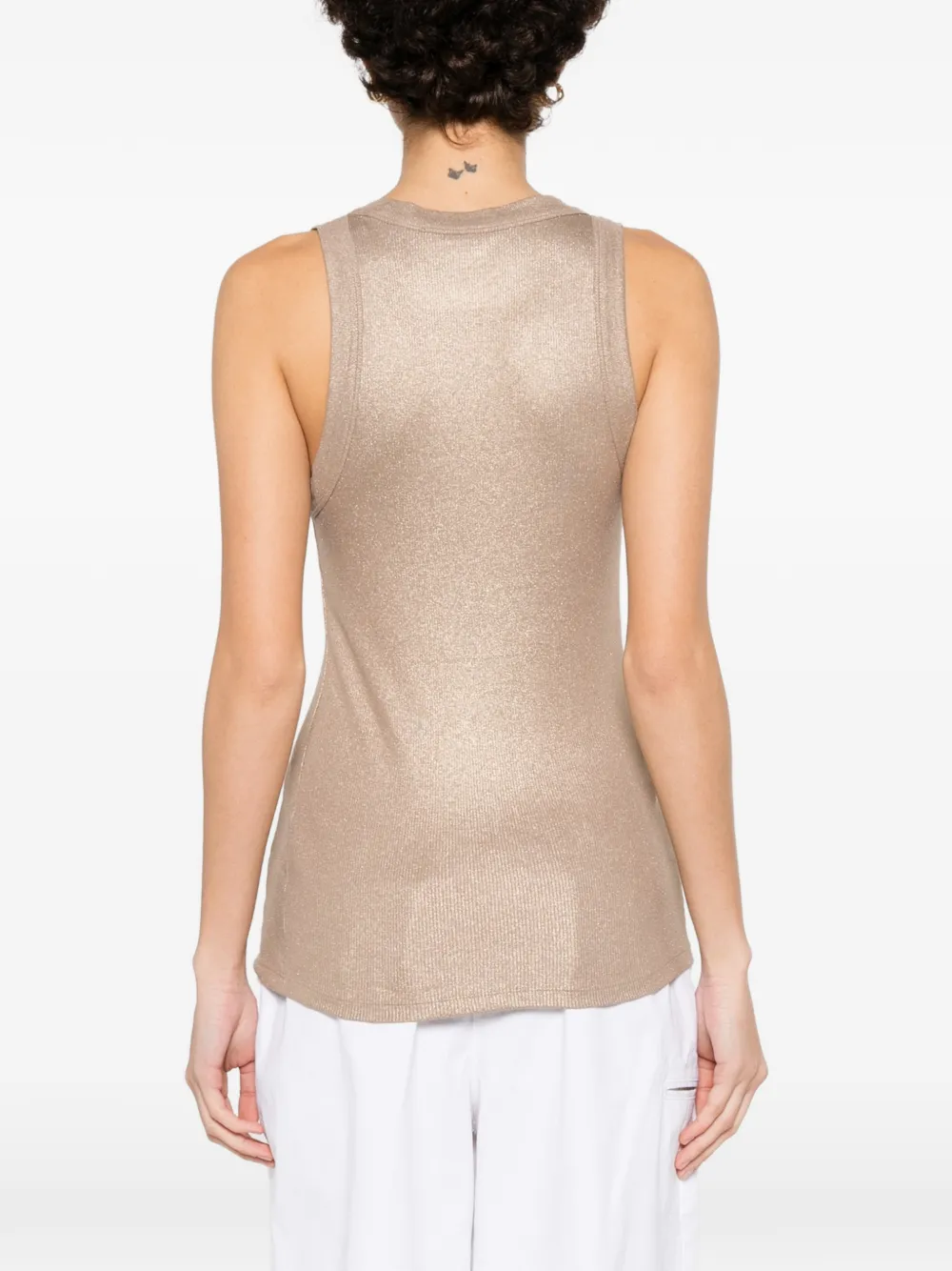 Majestic Filatures Geribbelde top met glitters Goud