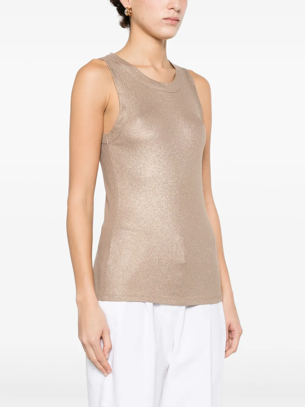 Majestic Filatures Geribbelde top met glitters Goud