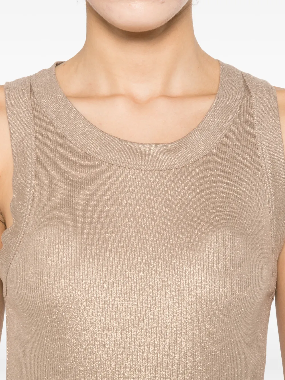 Majestic Filatures Geribbelde top met glitters Goud