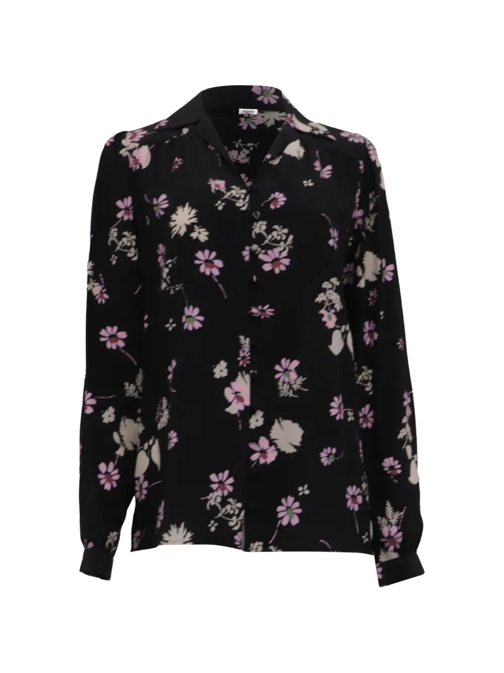 Valentino Garavani Pre-Owned floral-printed long-sleeve blouse - Nero