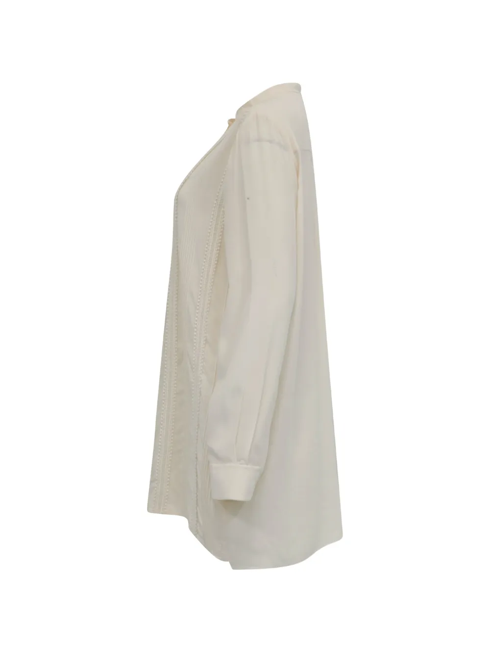 Embroidery-Trimmed Long-Sleeve Blouse