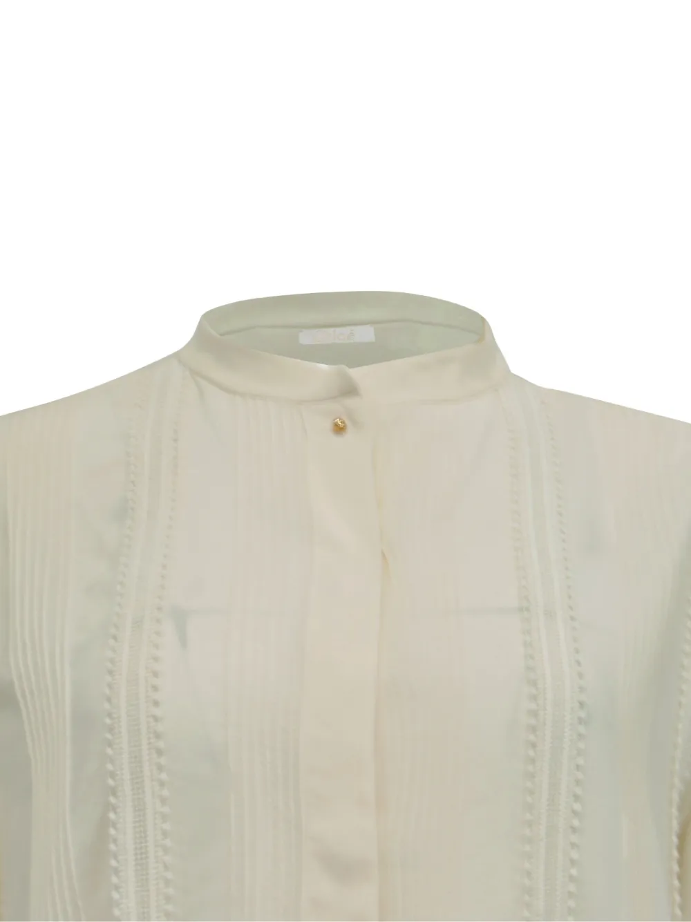 Embroidery-Trimmed Long-Sleeve Blouse