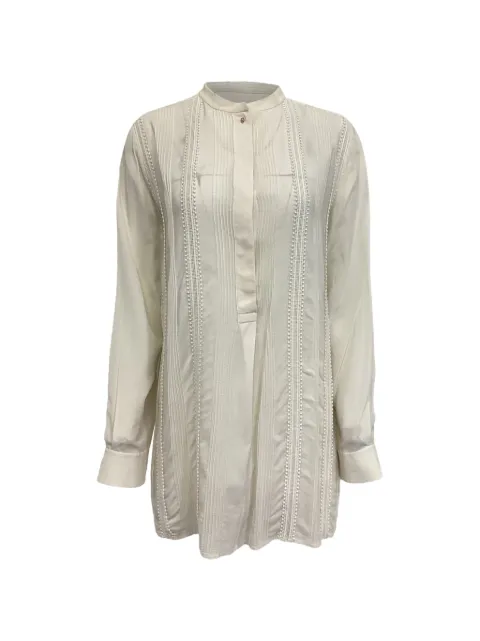 Chloé Vintage embroidery-trimmed long-sleeve blouse