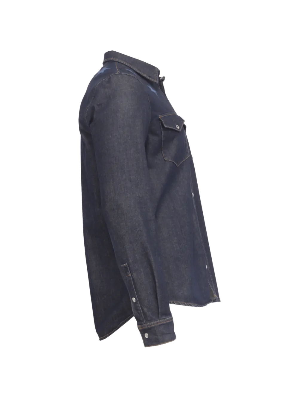 Star-Embroidered Button-Down Denim Shirt