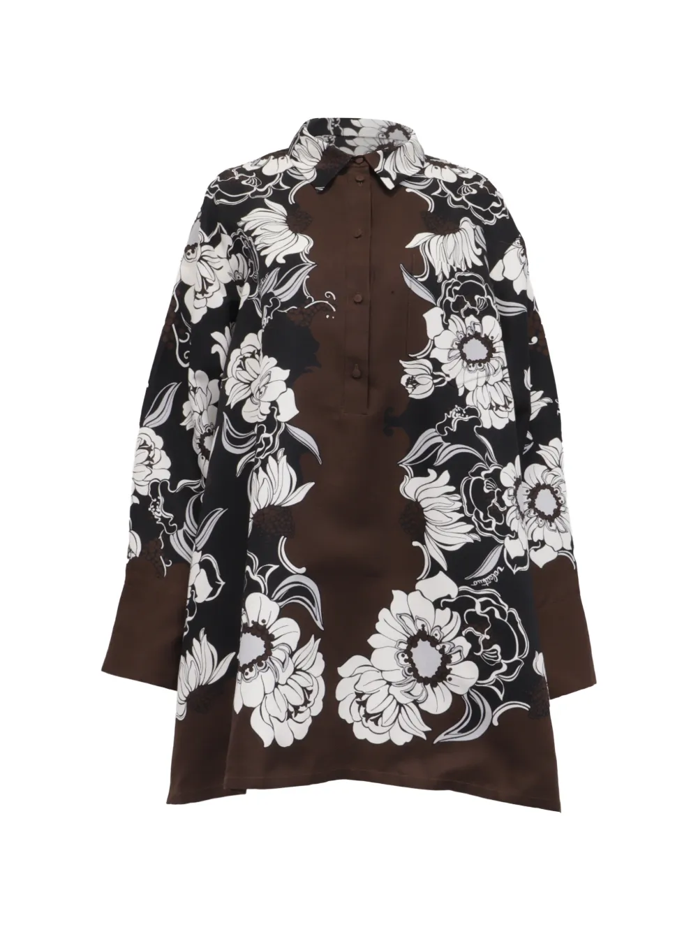 Valentino Garavani Pre-Owned floral-print shirt mini dress - Marrone