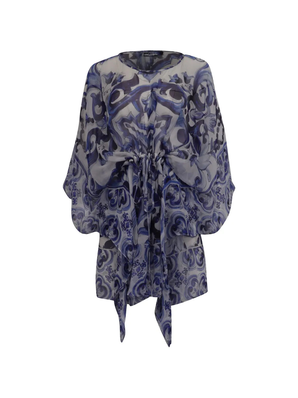 Dolce & Gabbana Pre-Owned Majolica-print silk dress - Blu