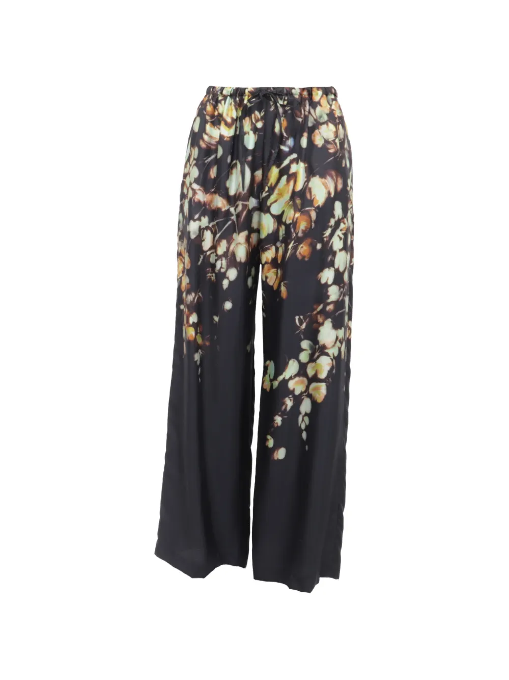 Dries Van Noten Pre-Owned floral-print straight-leg trousers - Nero
