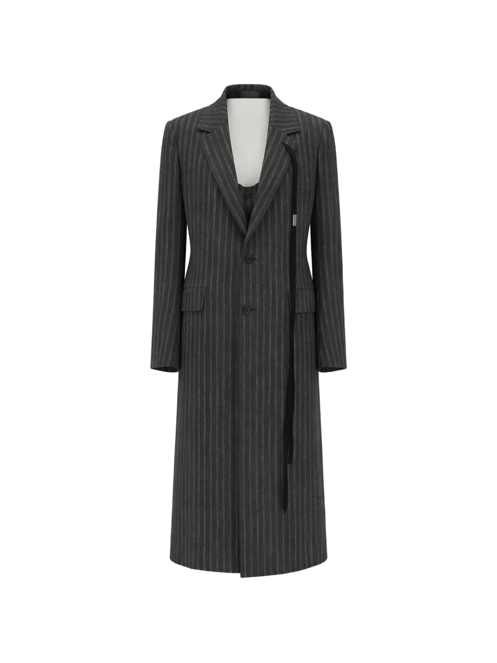 Ann Demeulemeester pinstriped twill coat - Grigio