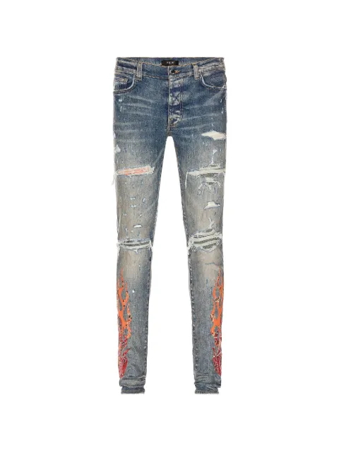 AMIRI flame-print ripped jeans