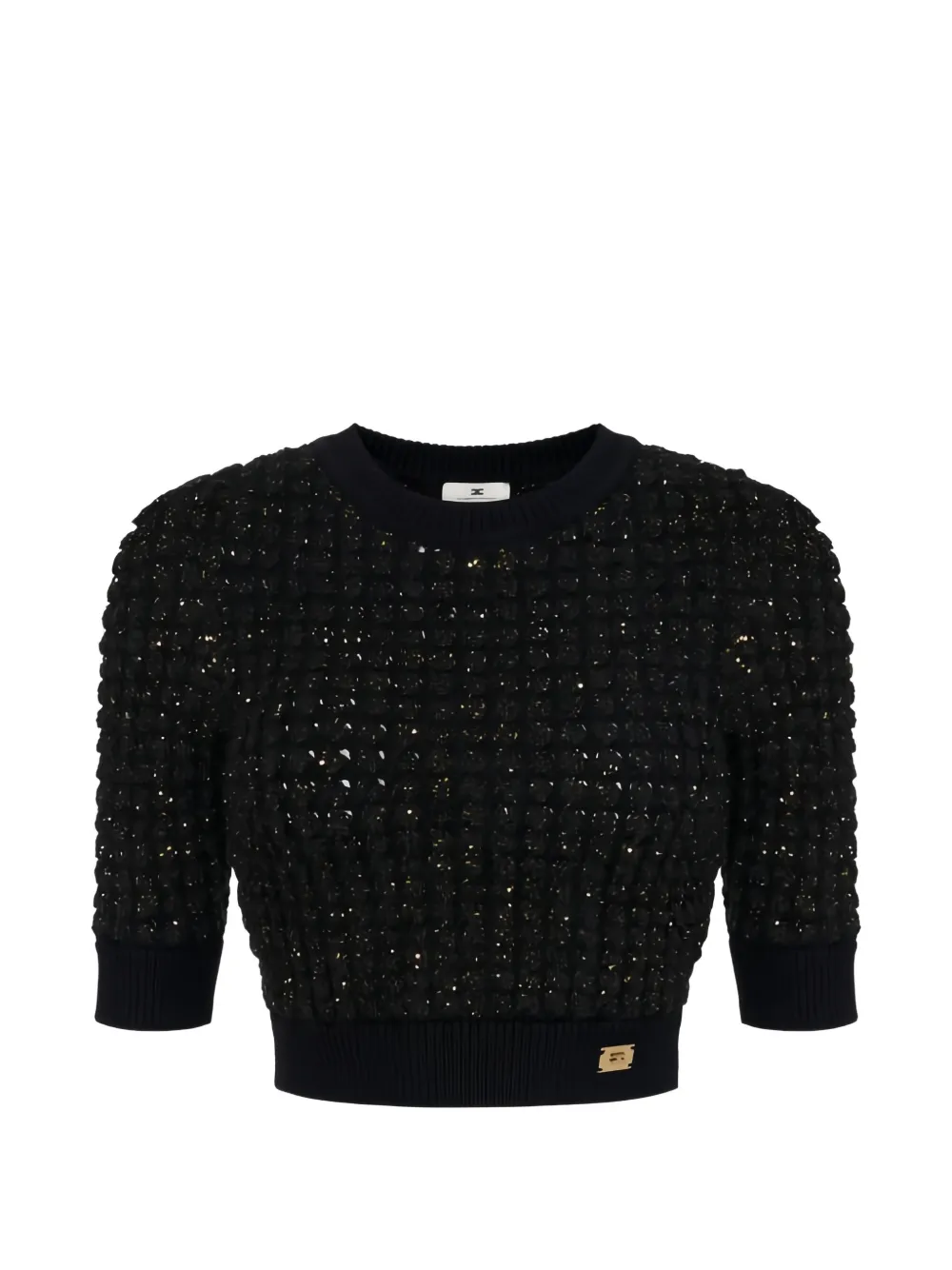 Elisabetta Franchi sequin embellished textured top - Nero