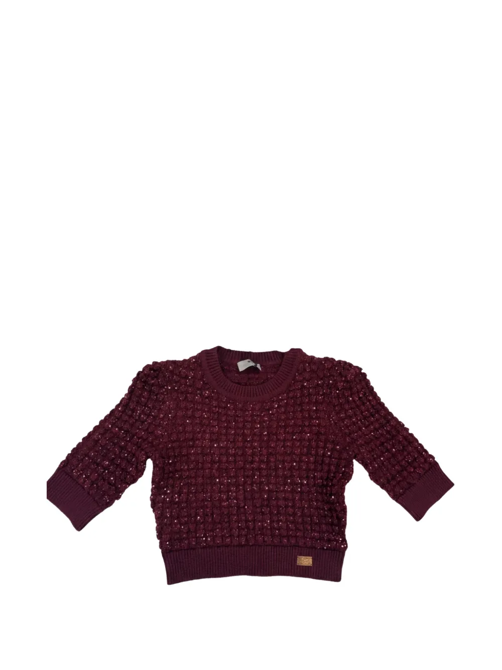 Elisabetta Franchi Top verfraaid met pailletten en textuur Rood