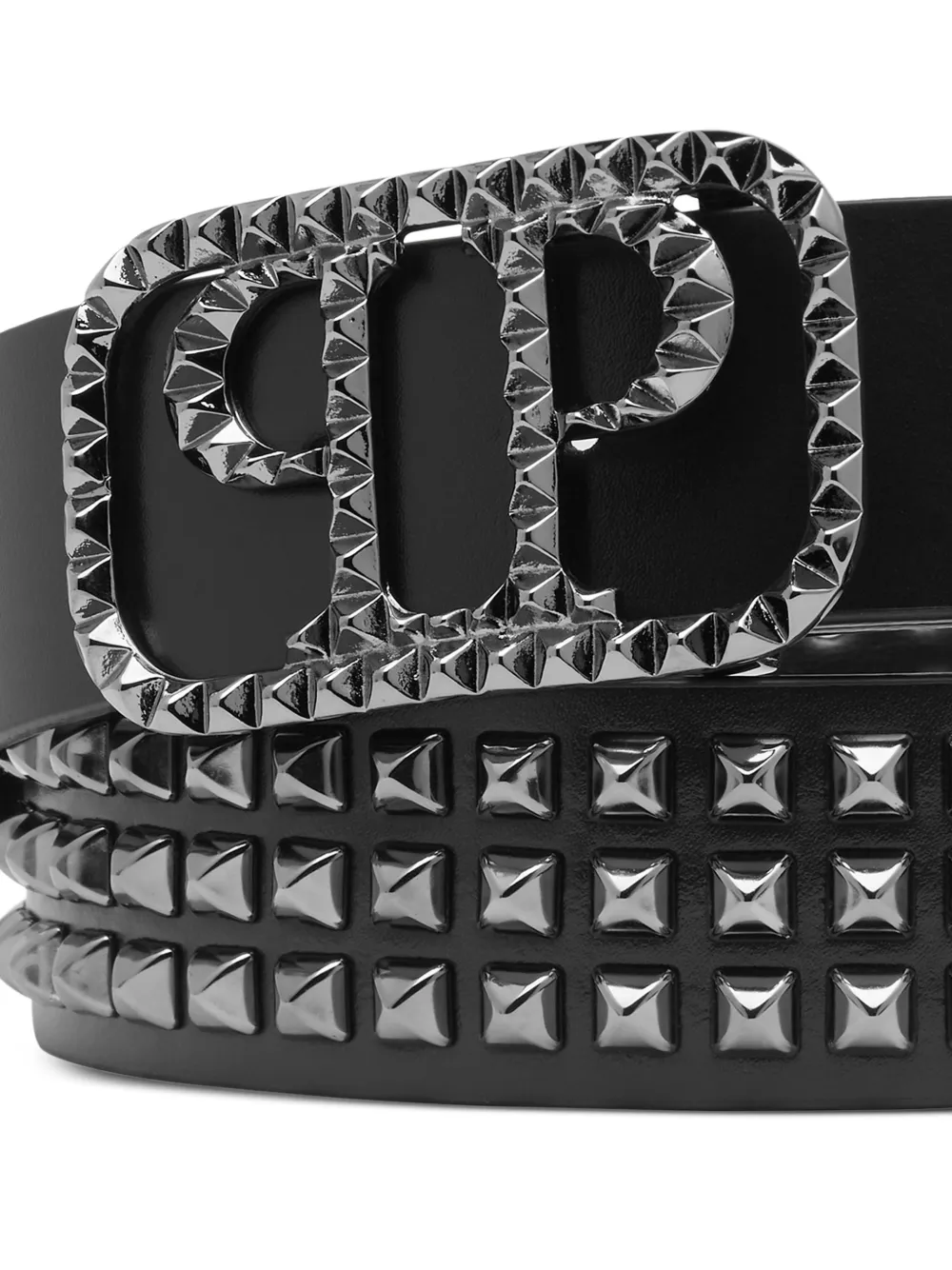  Philipp Plein Studs Buckle Leather Belt - Black 