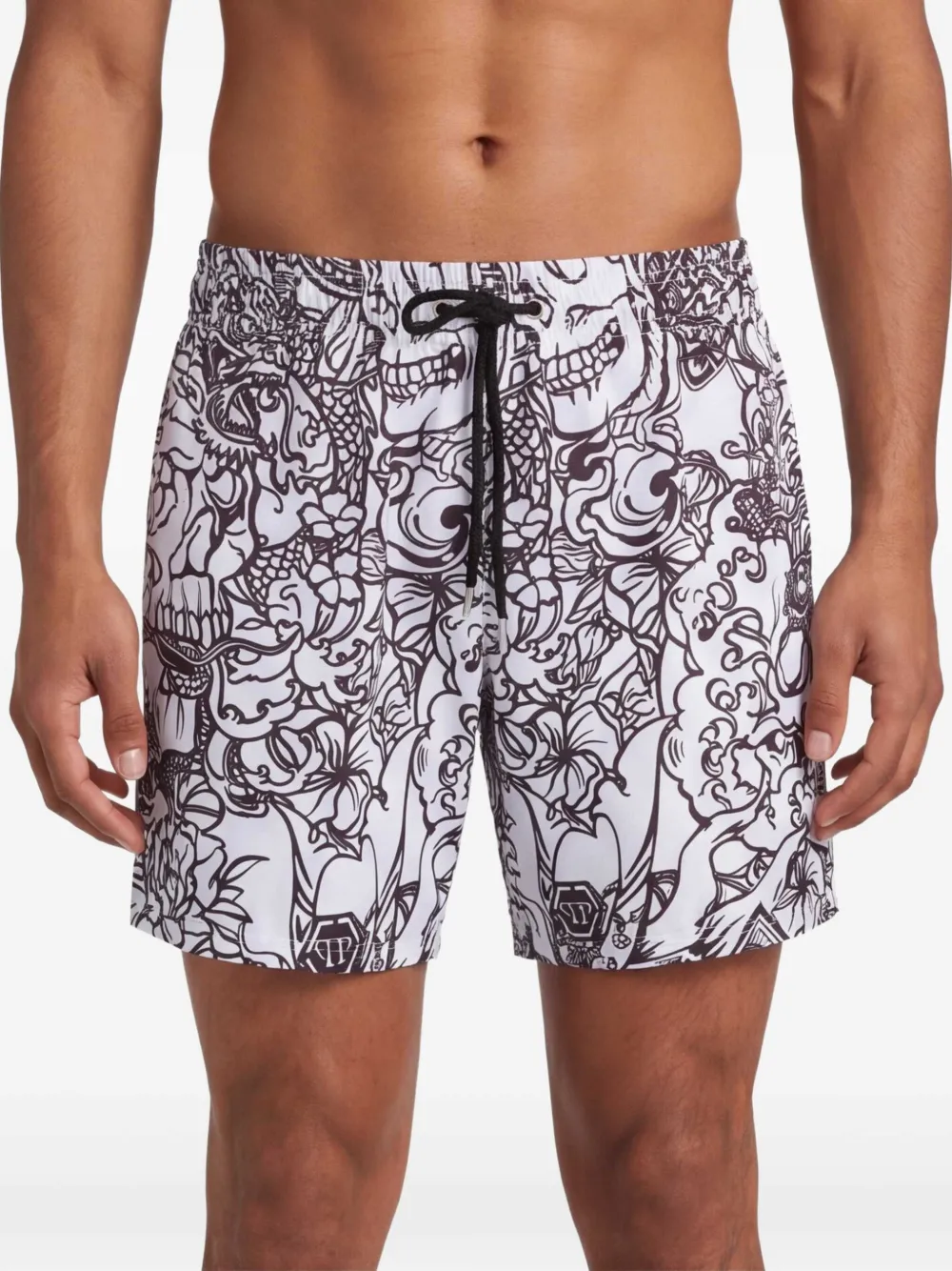 Philipp Plein Zwembroek met elastische taille Wit