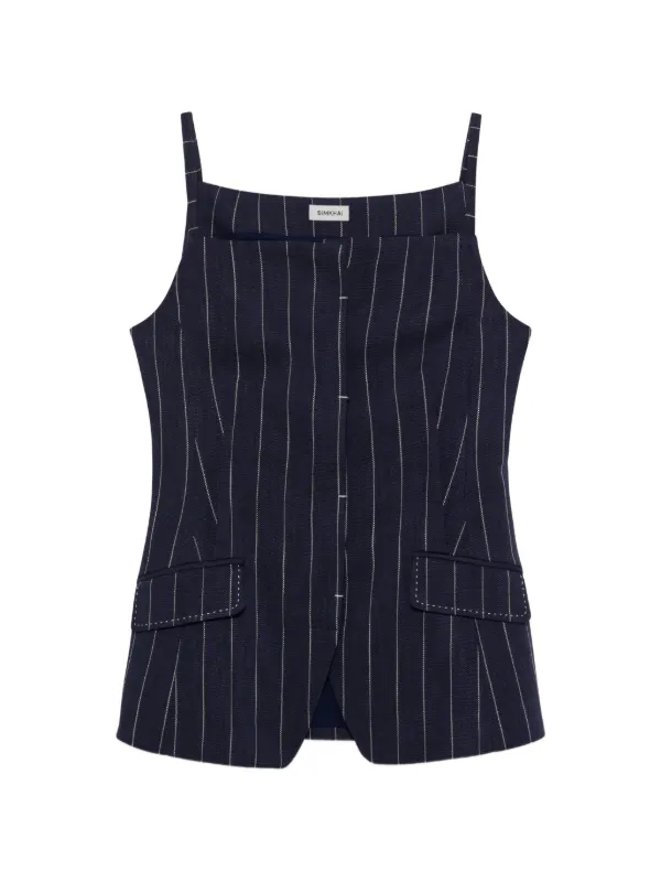 Simkhai Striped-pattern Sleeveless Blouse in Blue