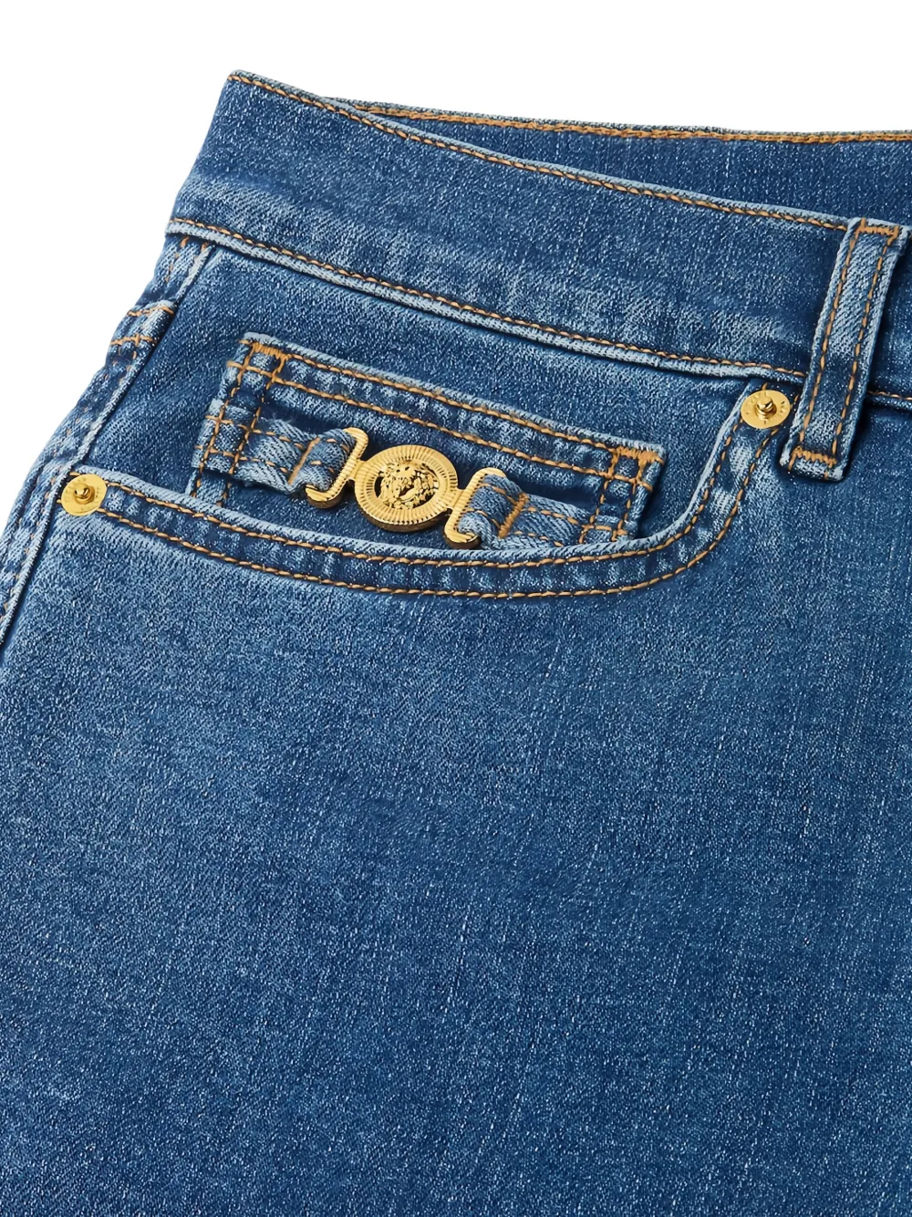  Versace Medallion-pocket Denim Jeans - Blue 