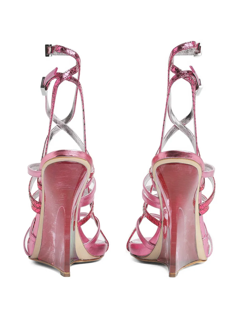 DSQUARED2 Metallic sandalen met bandjes en sleehak Roze