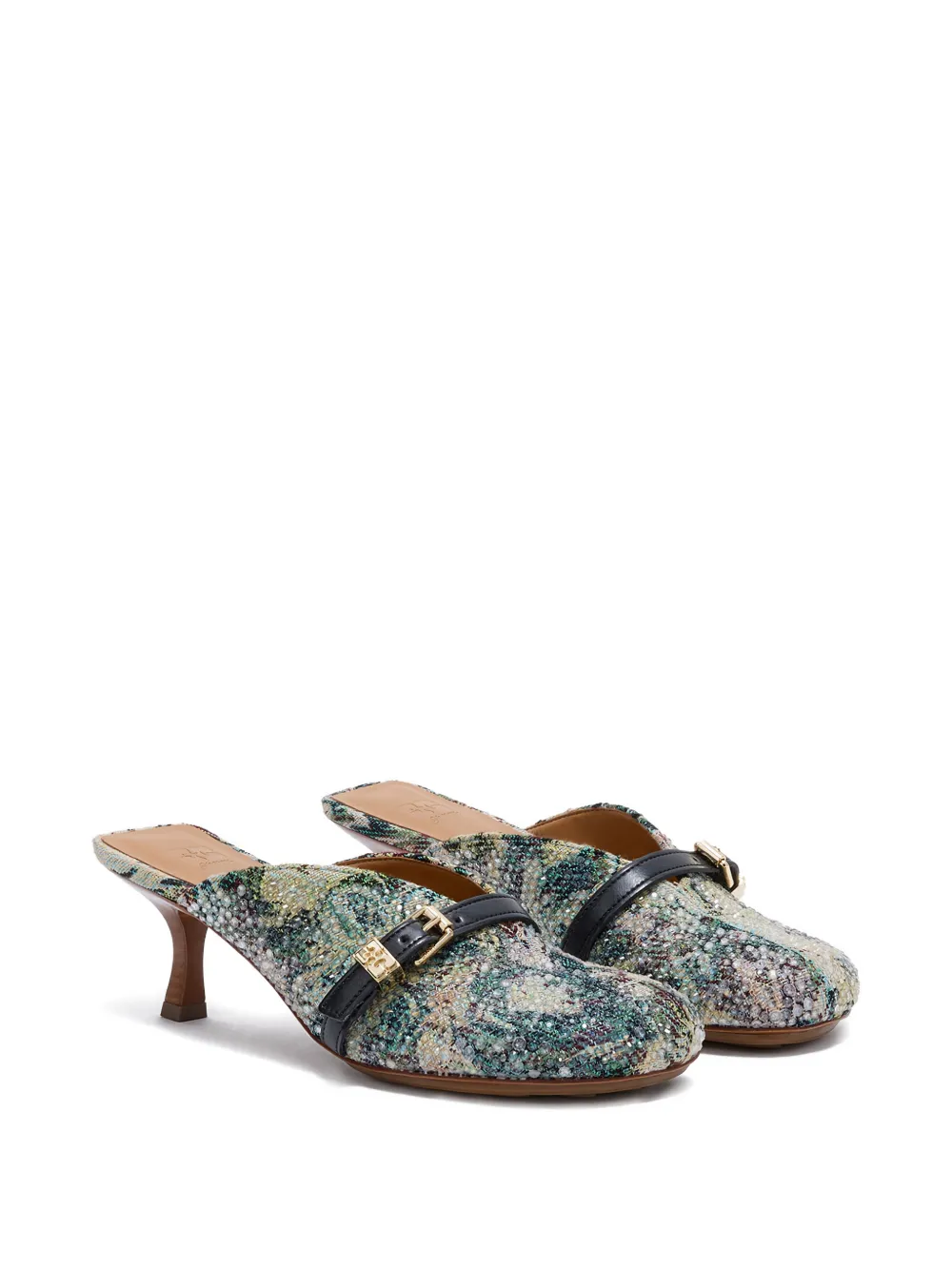 GANNI Sue heeled tapestry mules Blauw
