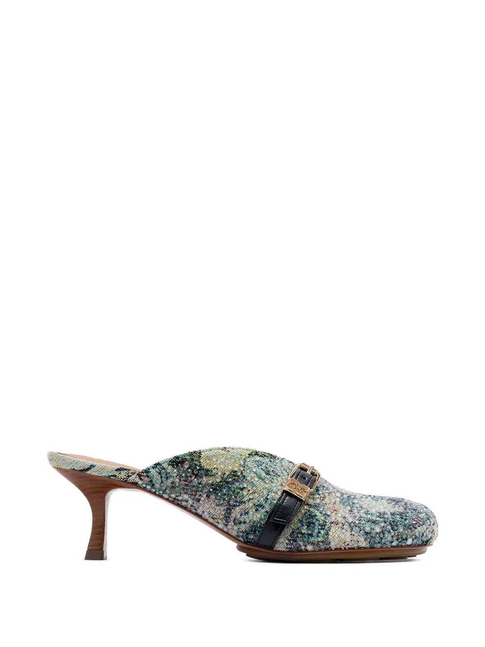 GANNI Sue heeled tapestry mules Blauw