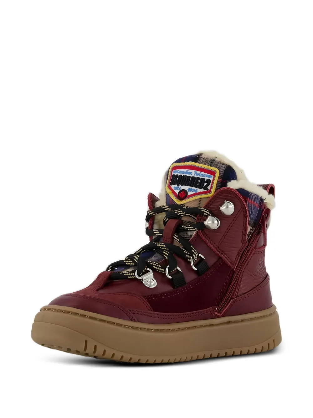 DSQUARED2 KIDS check-panel ankle boots Rood
