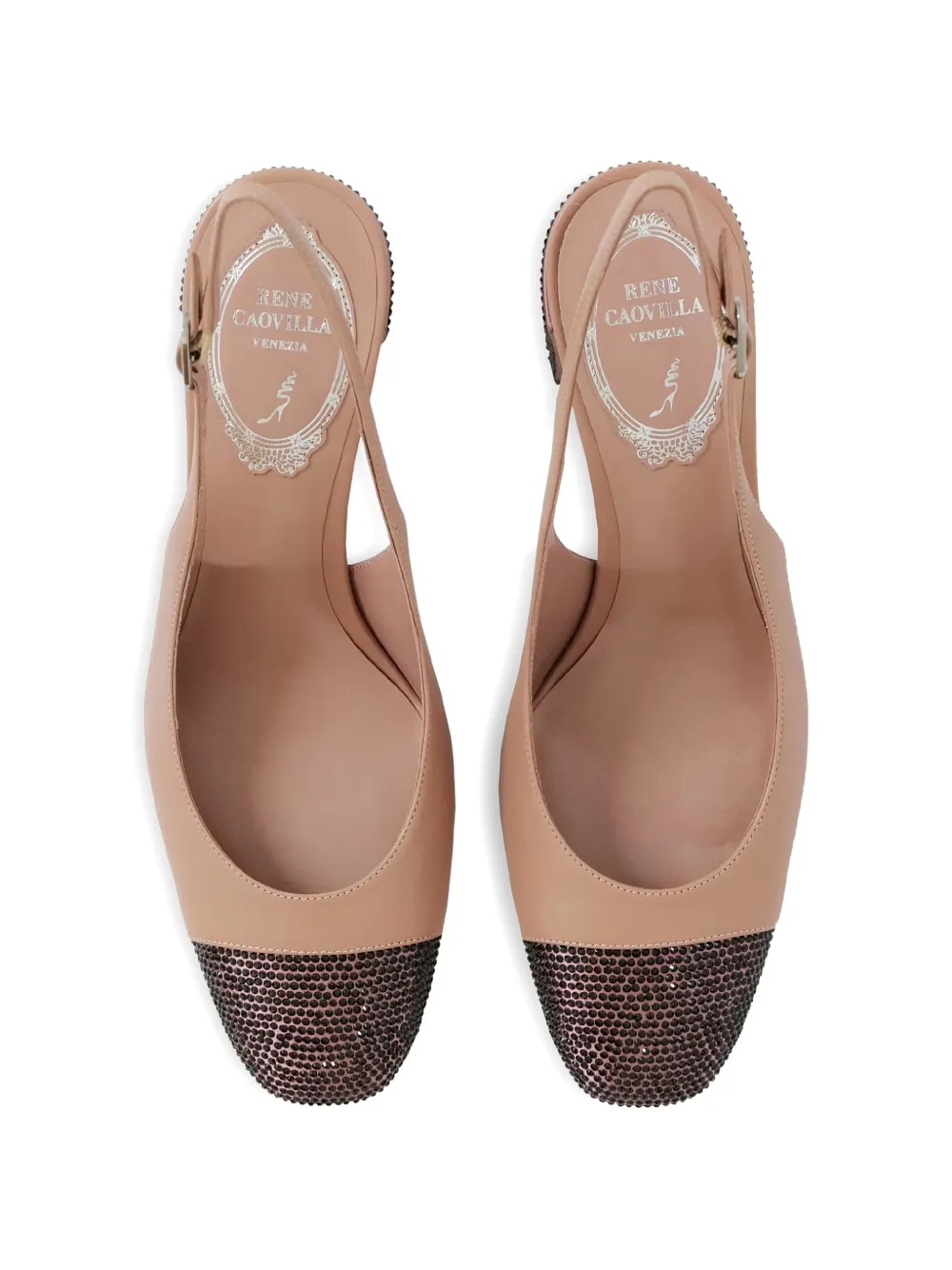 René Caovilla Slingback pumps verfraaid met stras Beige