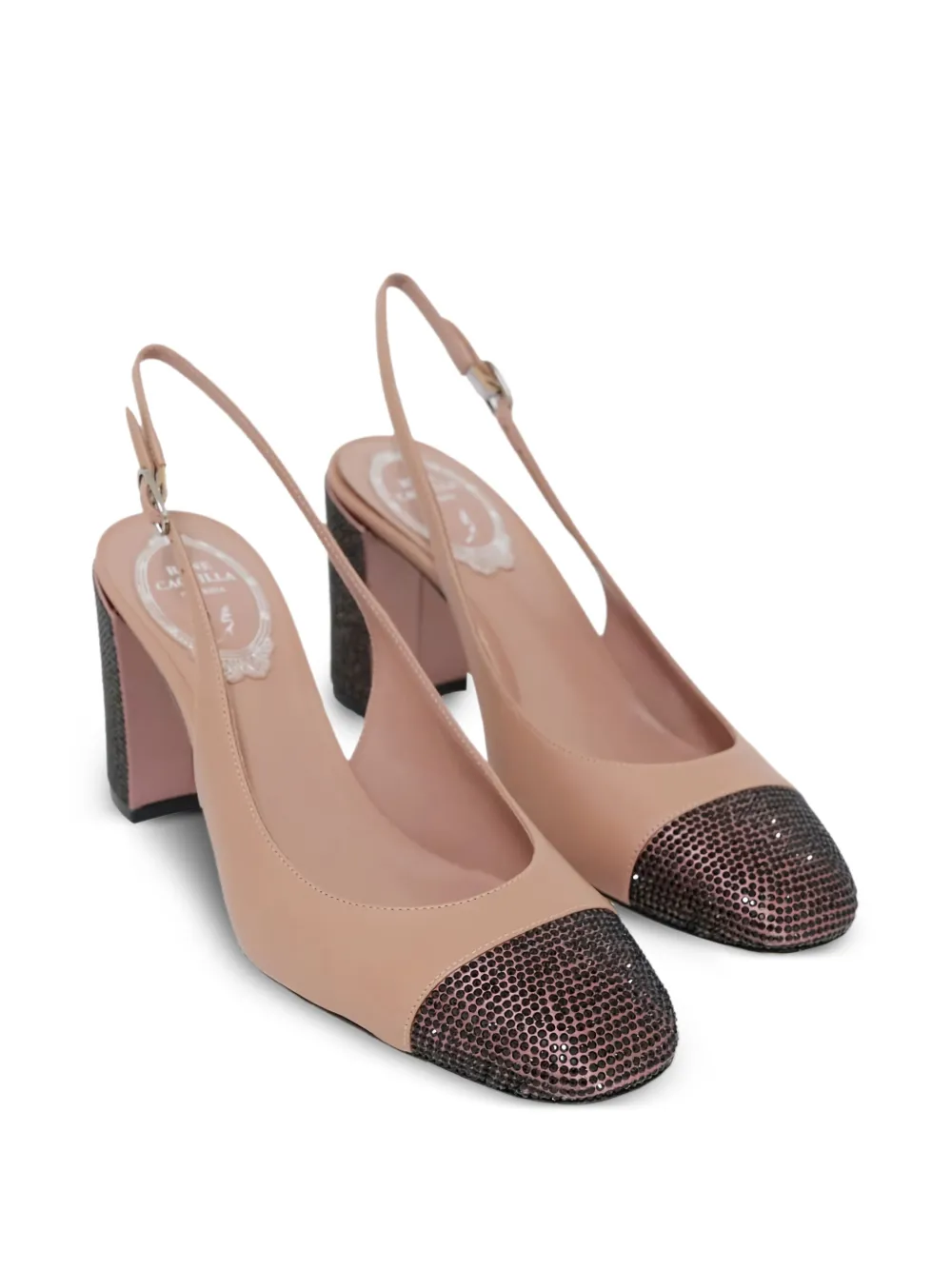 René Caovilla Slingback pumps verfraaid met stras Beige