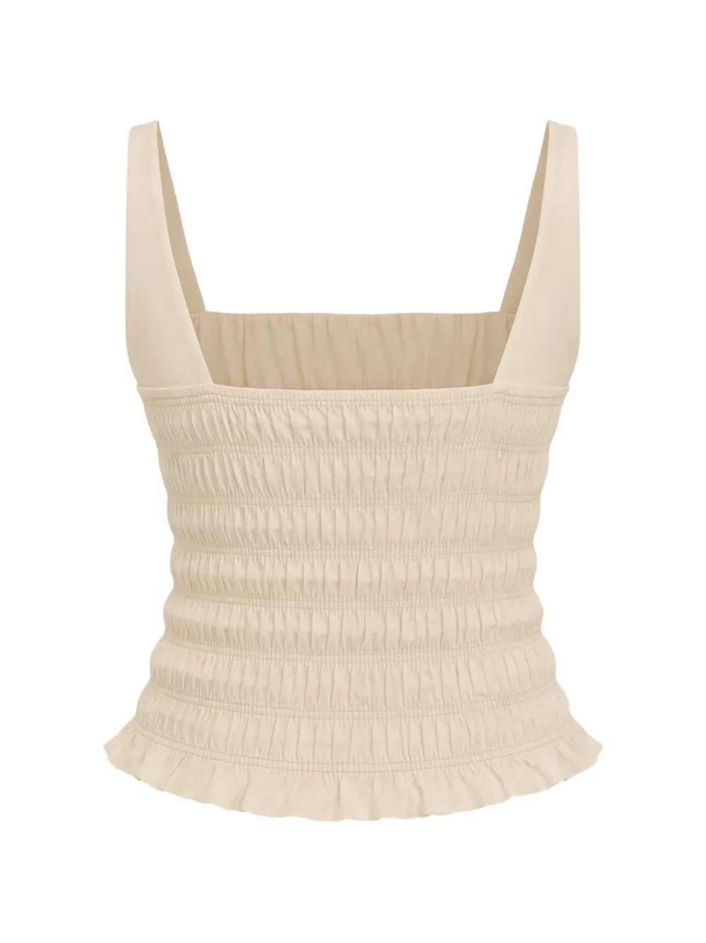  Reformation Jeanette Shirred Ruffle Top - Neutrals 