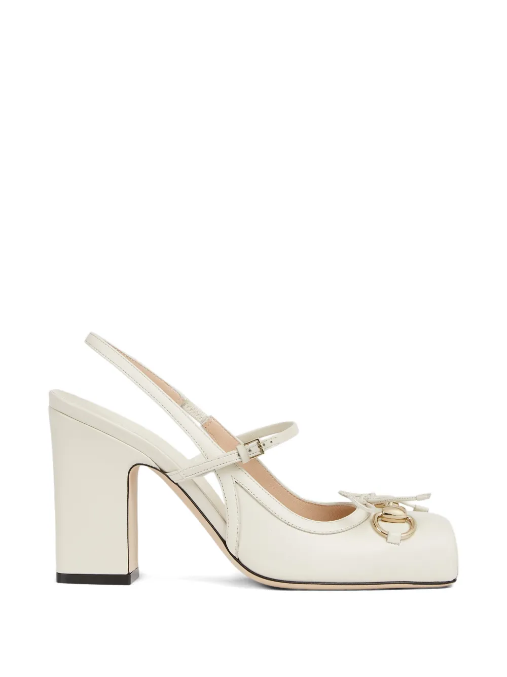Gucci horsebit strap leather pumps Beige
