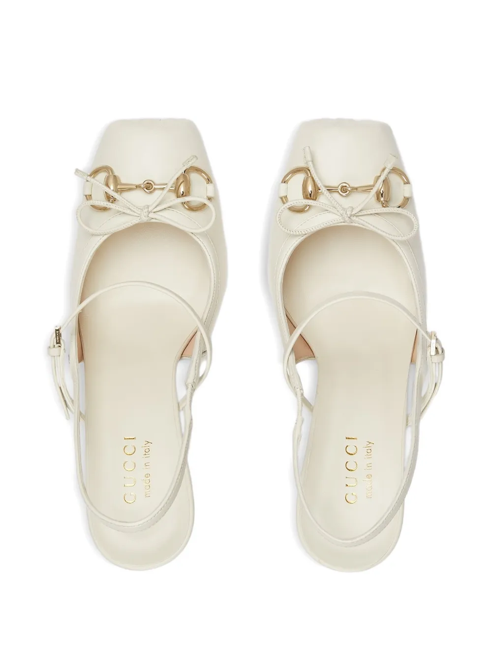 Gucci horsebit strap leather pumps Beige