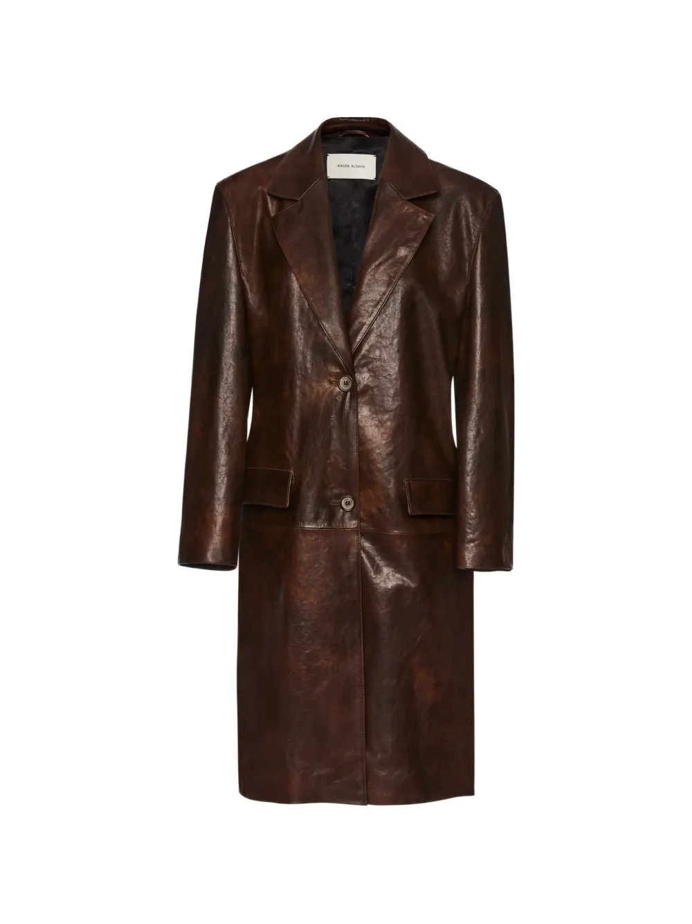 Magda Butrym Button-up Leather Coat In Brown