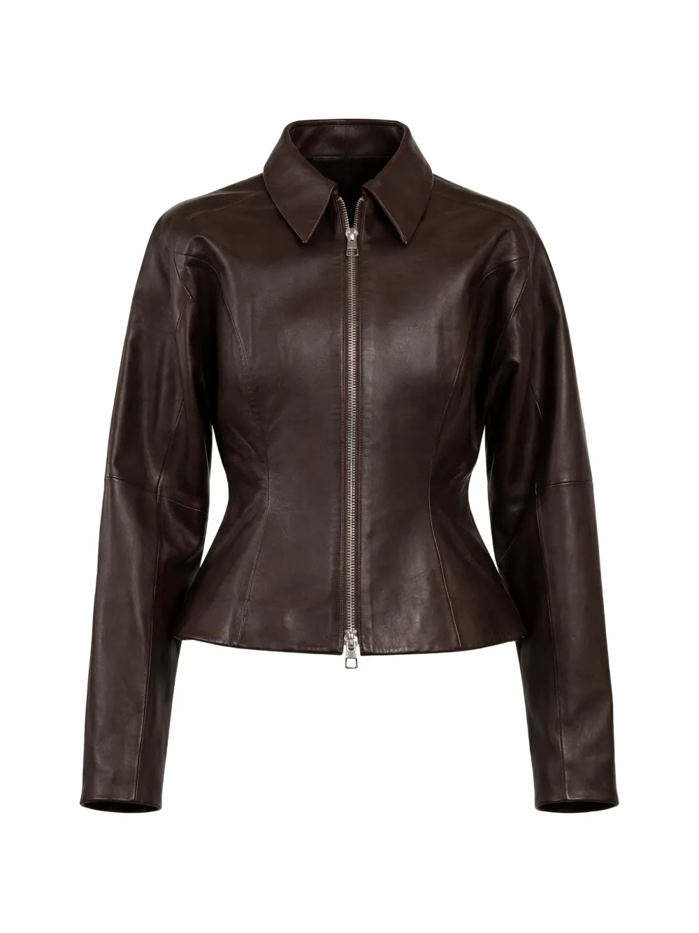 The Sei collared leather jacket - Marrone
