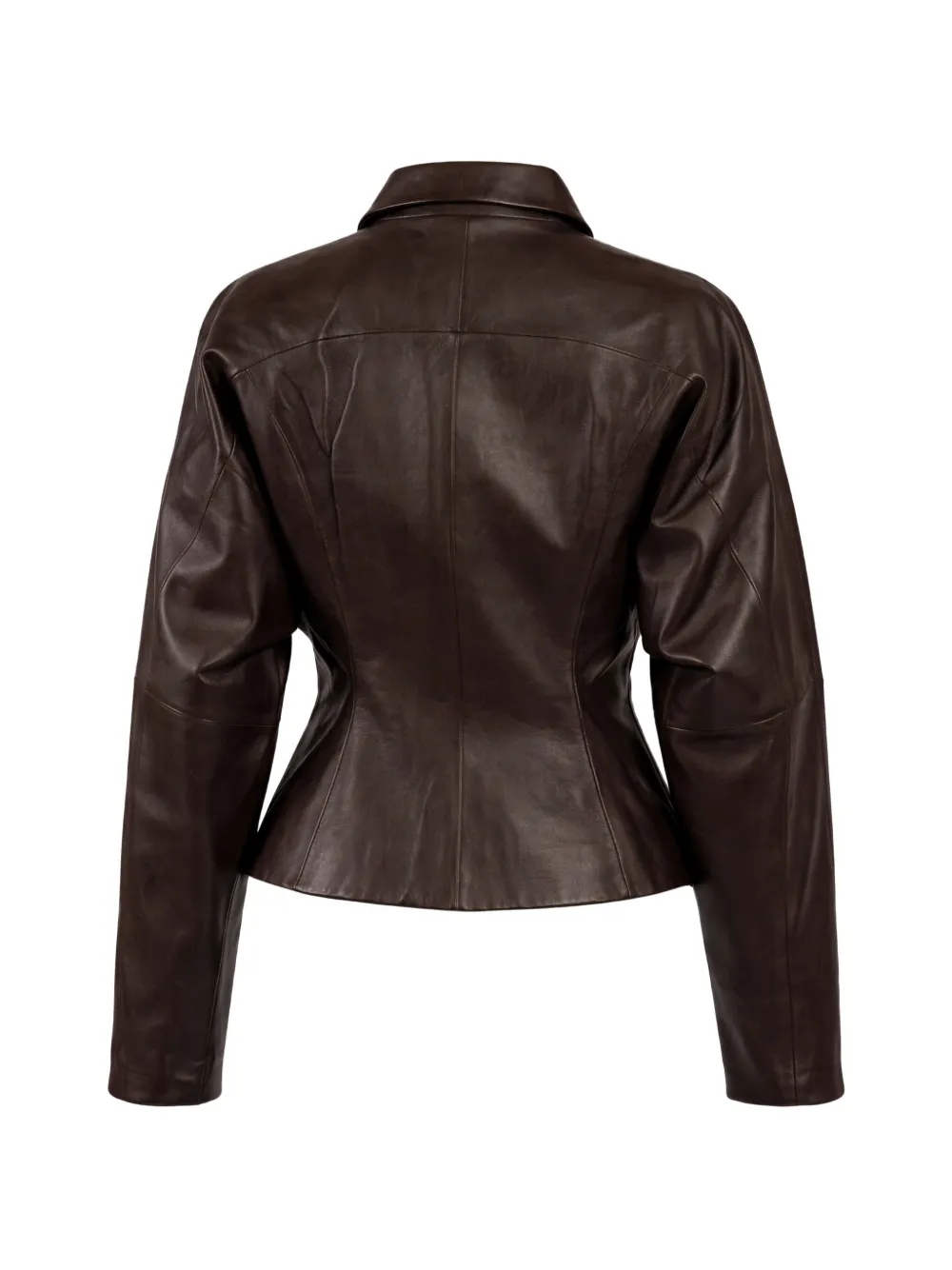  The Sei Collared Leather Jacket - Brown 