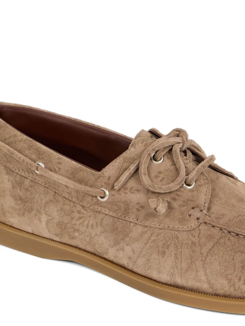 ETRO printed suede boat shoes Beige