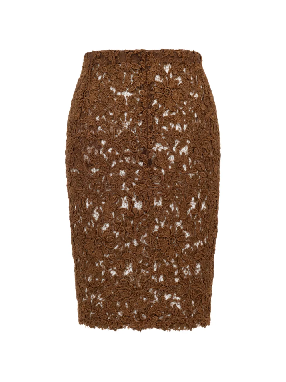 Saint Laurent Pencil Lace Skirt | Brown | FARFETCH