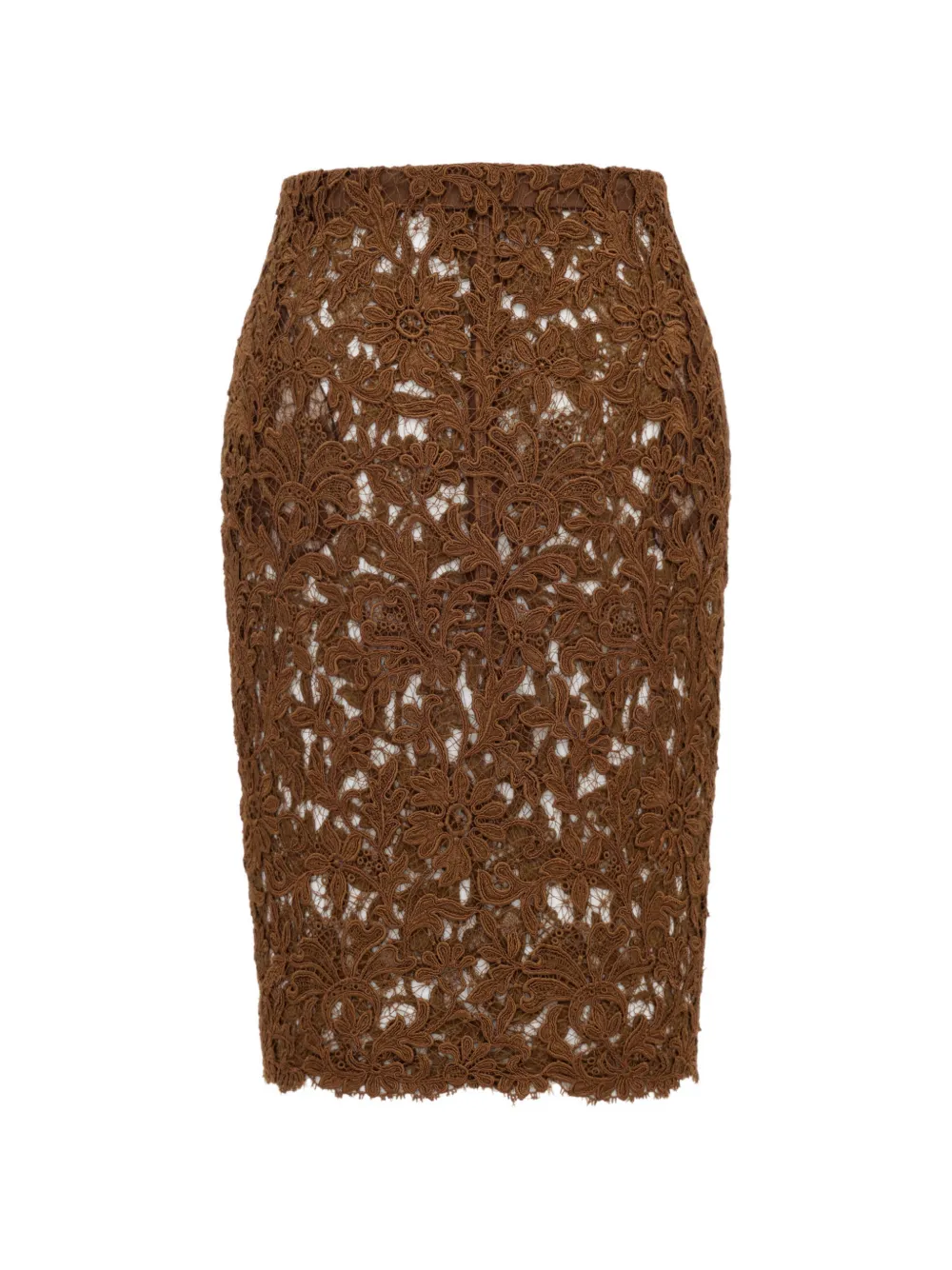 Saint Laurent pencil lace skirt - Braun