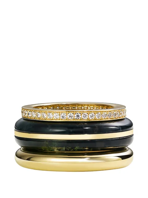 By Pariah agate and diamond ring (set of three)