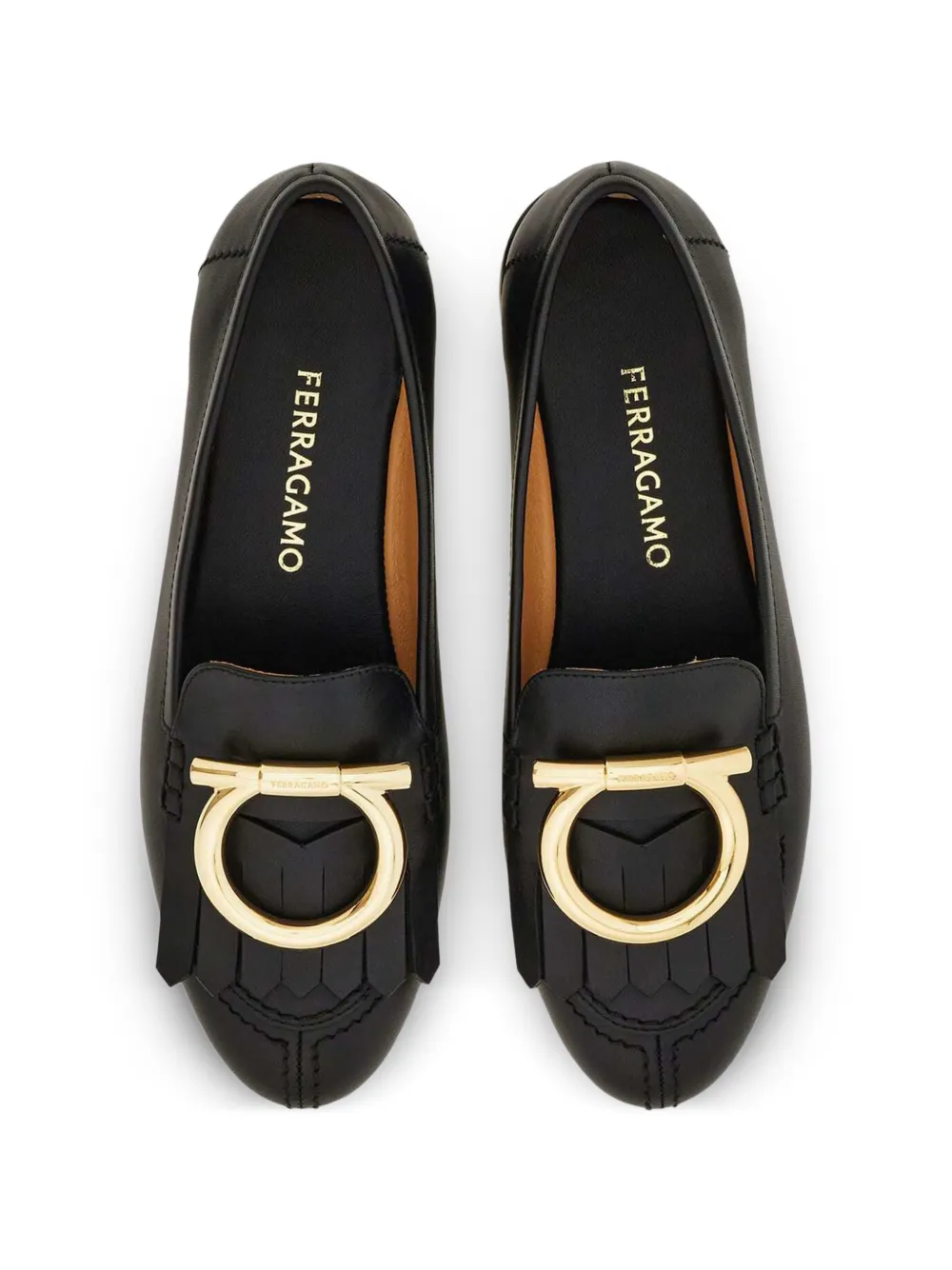 Ferragamo Silvy Gancio loafers met franje Zwart