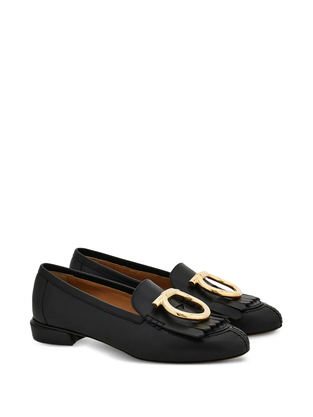 Ferragamo Silvy Gancio loafers met franje Zwart