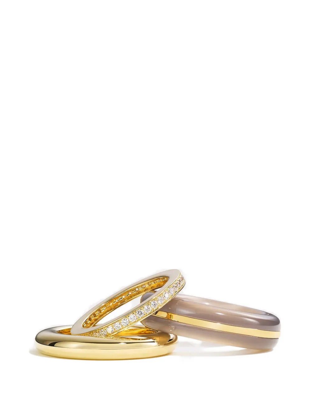 By Pariah Diamond And Agate Ring (Set Of Three)