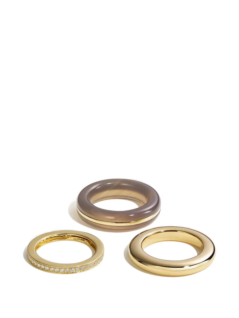 By Pariah Diamond And Agate Ring (Set Of Three)
