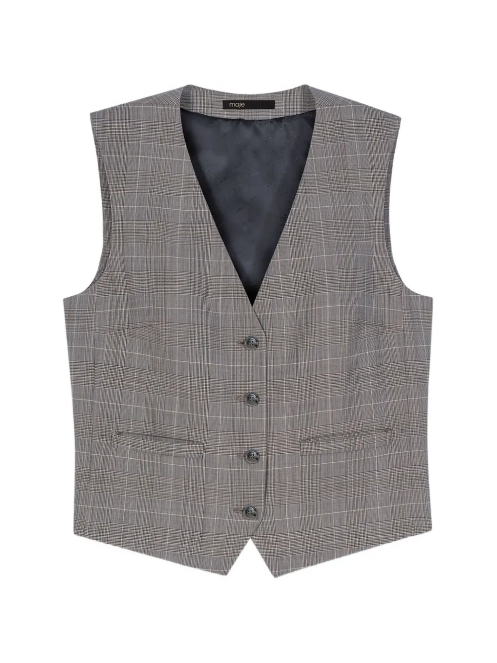 Maje checked buttoned waistcoat - Grigio