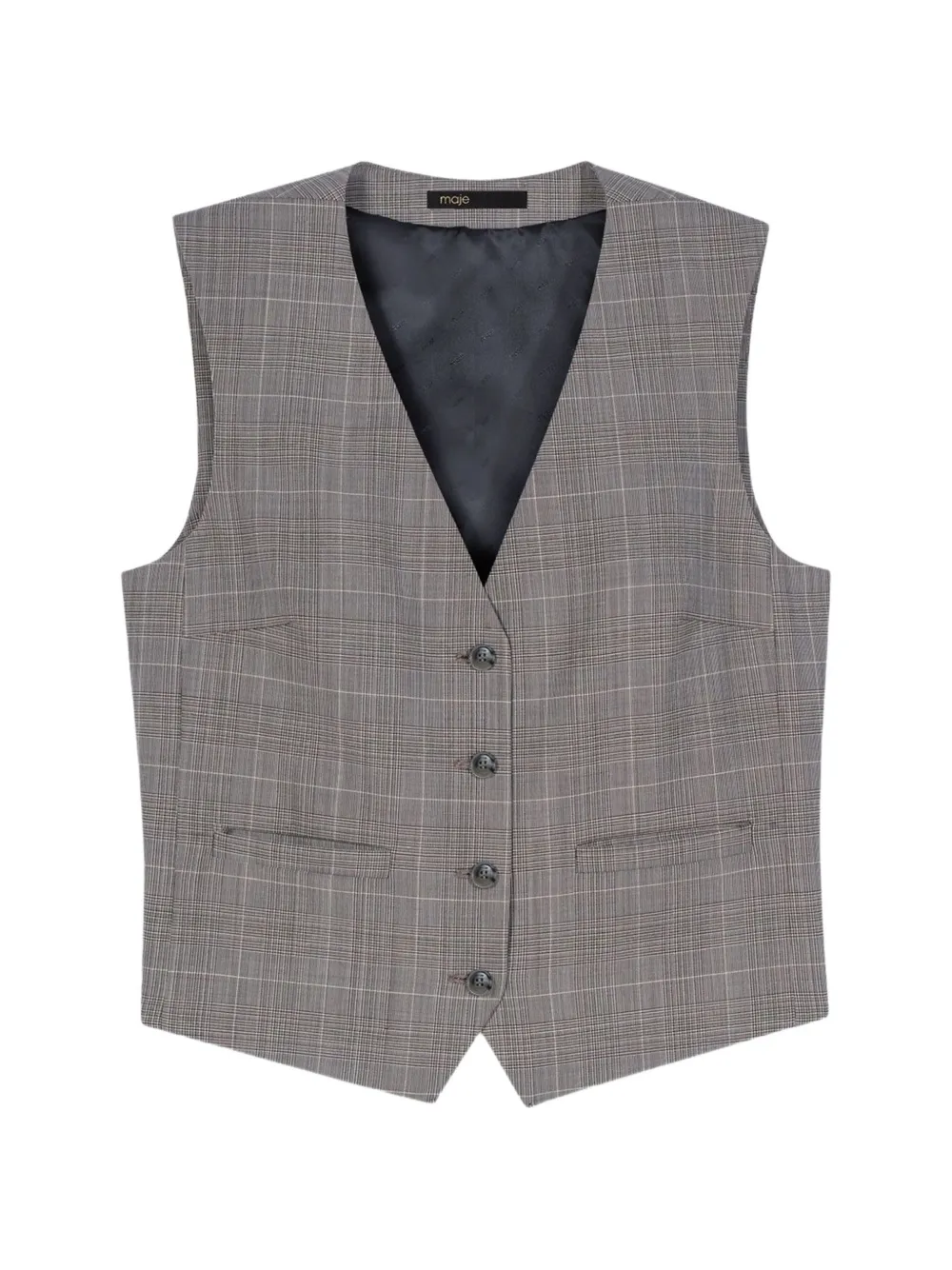 Maje checked buttoned waistcoat - Grey