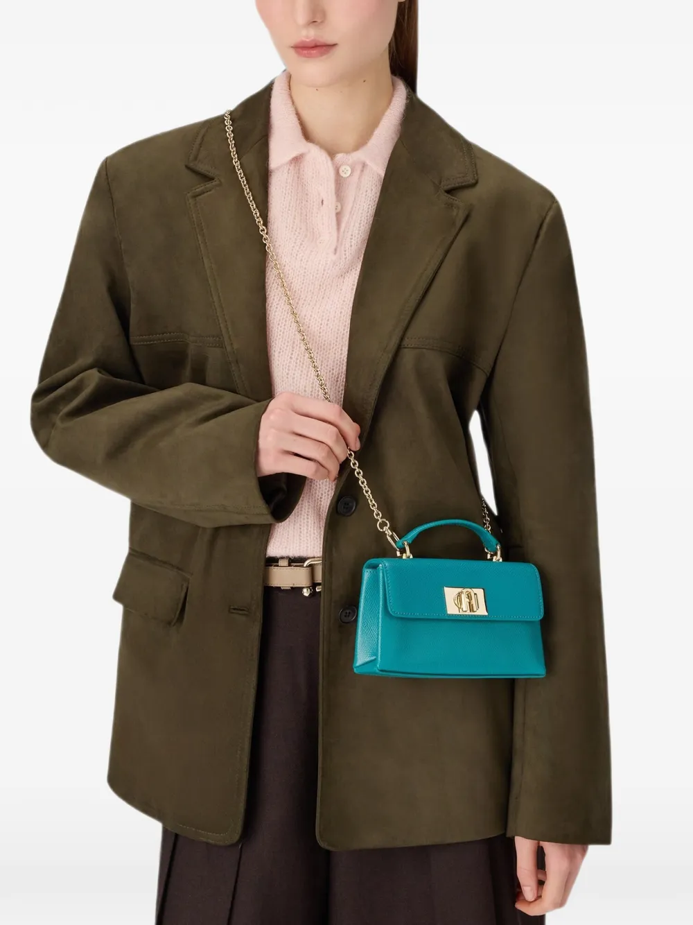 Furla Mini-tas met print en textuur Blauw